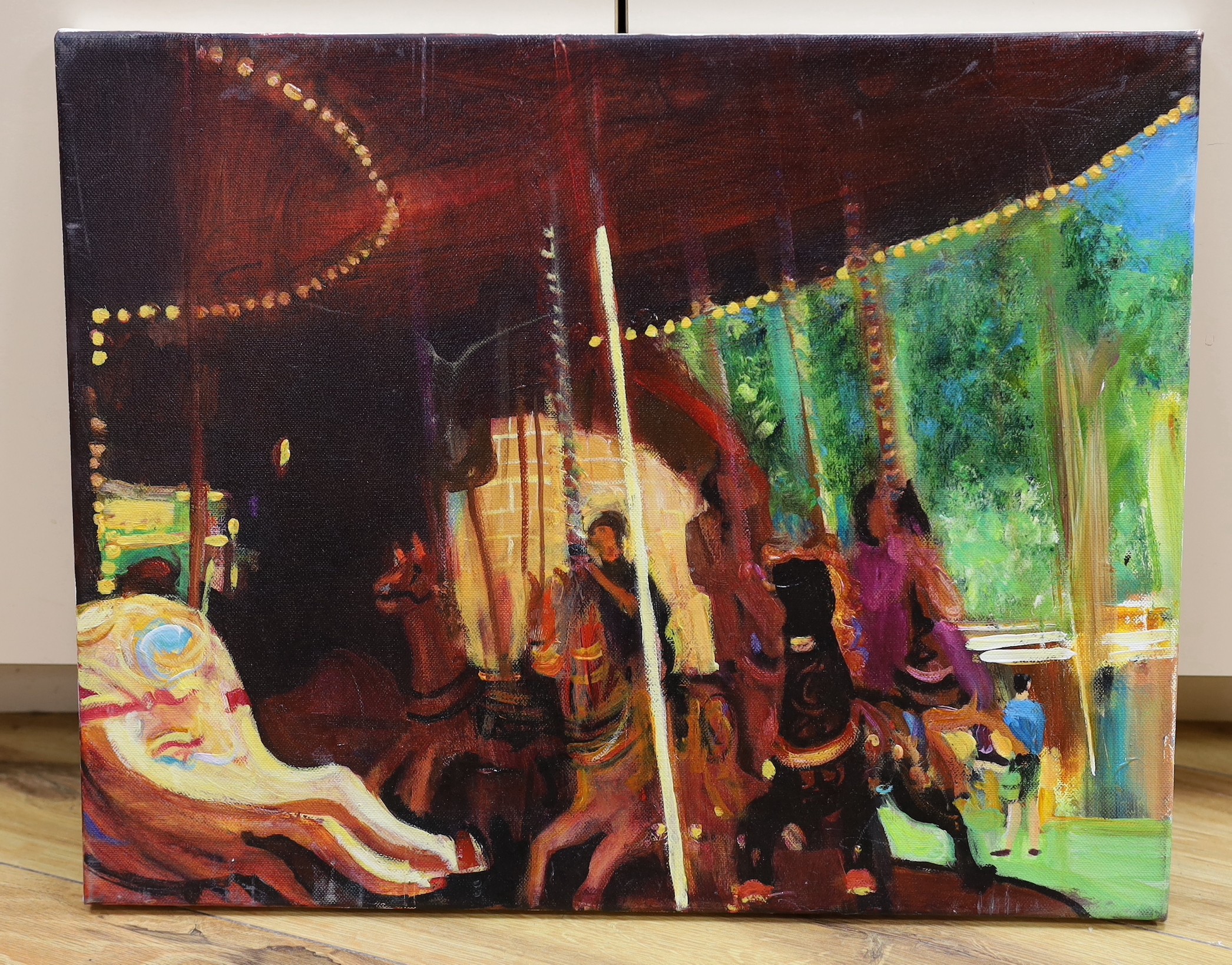 Terence Howe (1943-), oil on canvas, 'Carters Steam Fair, Hornsey, London', signed and inscribed verso, 40 x 51cm, unframed
